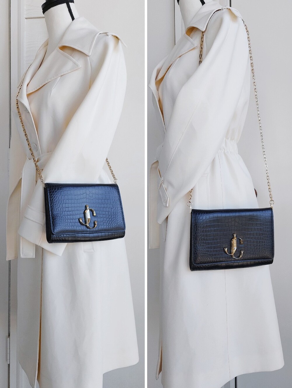 Jimmy Choo Varenne Navy Blue Croc Clutch Bag - Picture 3 of 17